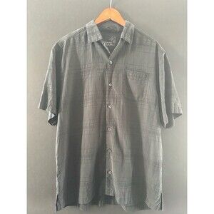 Tommy Bahama Shirt Mens Medium Black 100% Silk Button Up Casual Relax Textured